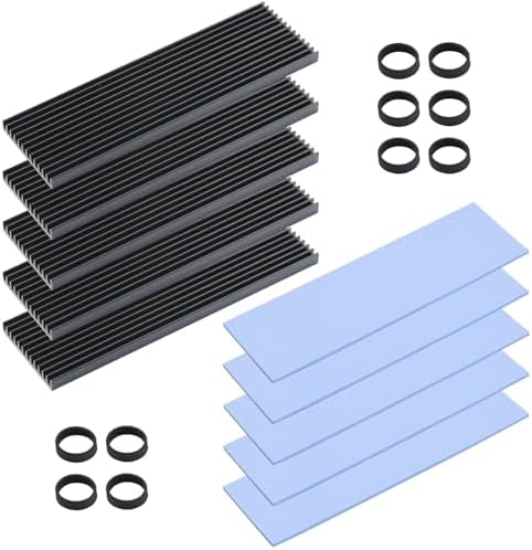ELUTENG M2 SSD Kühlkörper 5 Stück Kühler Set Heatsink mit Silikon Wärmeleitpad, 2280 NVME NGFF Aluminium m2 heatsink Passend für PC/PS5/PS5 Slim Installation, 73 x 33mm x 3mm, Schwarz