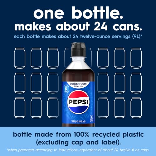Image of SodaStream Pepsi Drink Mix, 4 Pack Cola Syrup for Sparkling Water Makers, Real Taste Pepsi Syrup, Control Your Fizz with Soda Stream Flavors, 4 x 14.9 Fl Oz (440ml)