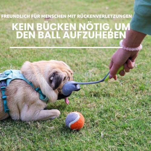 PAWISE Ballwerfer für Hunde, 31,8 cm, mit 5,8 cm Tennis, tragbarer Ballwerfer für kleine bis mittelgroße Hunde, für den Innen- und Außenbereich, langlebig und leicht zu reinigen