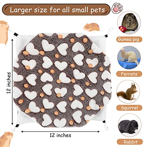 Image of Boao 2 Pcs Guinea Pig Rat Hammock for Pet, Purple, Coffee, Heart Pattern