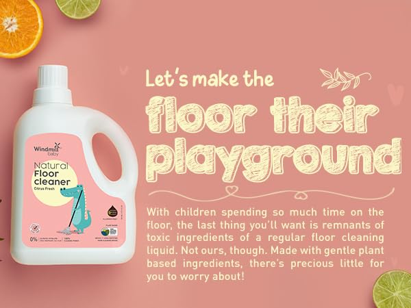 Windmill baby USDA Certified Natural Floor Cleaner, Allergen & Alcohol Free, Baby Friendly, Pet Friendly, Citrus Fresh, For All Floor Types - 950ml
