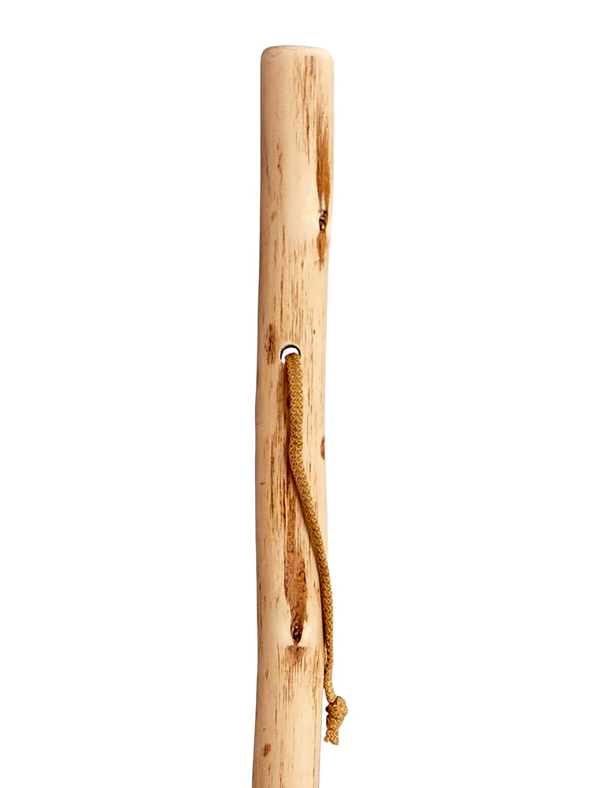 Wandelstok voor wandelingen in de bergen, natuurlijk hout, kastanjehout met leer, 125 cm, maat L (531), wandelen
