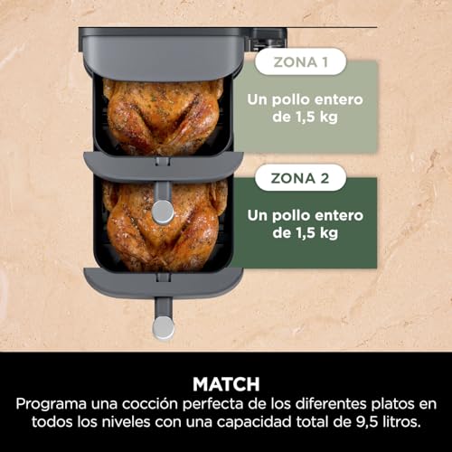 Miniatura 11 de Ninja Double Stack Xl Freidora De Aire, 9,5 L, Doble Cesta Vertical, 4 Niveles De Cocción, 2 Cestas Y 2 Rejillas, Diseño Para Ahorrar Más Espacio, 6 Funciones De Cocción, 8 Porciones, En Gris, Sl400eu