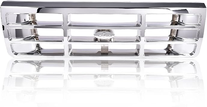 GRAND ORANGE Front Bumper Grille Chrome, Compatible with Ford Bronco 1992-1996, Fit Ford F150 F250 F350 1992-1997 FO1200173 FO2512130 FO2513131