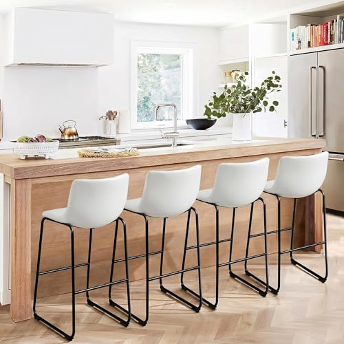 Image of Waleaf 30 Inch Counter Height Bar Stools Set of 4, Faux Leather Bar Chairs