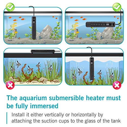 Image of AQQA Fish Tank Heater 100W for 25-35 Gallon Mini Aquarium Heater Quartz Glass Submersible Heater for Aquarium Betta Fish Heater Aquarium Thermostat Heater Freshwater & Saltwater(100W for 25-35 Gal)