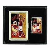 Perfection In Style Cigarette Case and Oil Lighter Gift Set Vintage Wine Ads Design 019