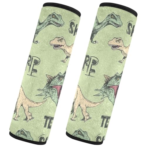 Seat Belt Covers 2 Pack Dinosaurs Vintage Car Seat Strap Covers Super Soft Sharp Teeth Car Seat Neck Cover for Boys Girls Adults Babies S