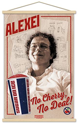 Trends International Netflix Stranger Things: Season 3 - Póster de pared de Alexei, 22.375 x 34 pulgadas, paquete de impresión premium y colgador de madera de haya