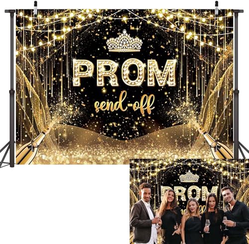 Fondo Fotográfico Prom Send Off 7x5FT Negro Oro miniatura 1