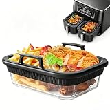 Glasform mit Silikongriffen für Airfryer Ninja Heißluftfritteuse Zubehör AF400EU/DZ400EU/AF500EU/COSORI, Hitzebeständig, Kraztfest, Herausnehmbarer, Spülmaschinenfest
