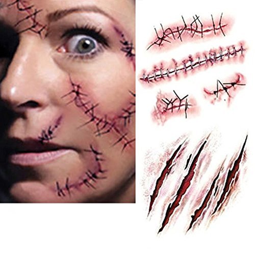 Halloween Costume Zombie Scars Tattoos Linkspe Costume Makeup Sticker 2 Pack