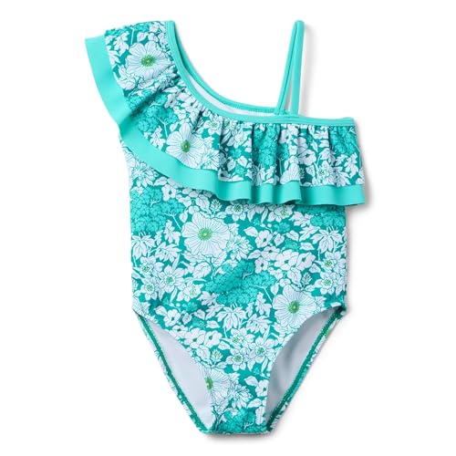 Janie and Jack Girls' Floral Shoulder One-Piece Swim (Toddler/Little Big Kid)