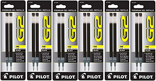 Pilot G2 Gel Ink Refill, Fine Point, Black Ink - Pack of 6 (PIL77240-6PACKS)-New