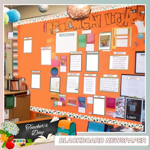 Fuyoooo 90 Pcs Science Fair Board Supplies 60 Trim Scalloped Bulletin Board Borders 24 Presentation Board Subtitles 6 Science Fair Titles for Classroom Display Boards(Boho)
