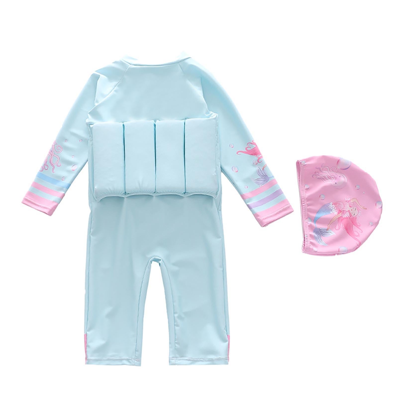 Generisch Bañador para niña con flotabilidad, manga larga, protección solar, traje de baño para playa y fiesta en la piscina
