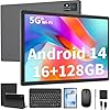 Tablet Android con teclado, tablet Android 14 de 10 pulgadas, 16 GB de RAM 128 GB de ROM, 1 TB de expansión, 5G WiFi, Bluetooth, batería de 8000 mAh, certificado GMS, tablet 2 en 1 con teclado, mouse,