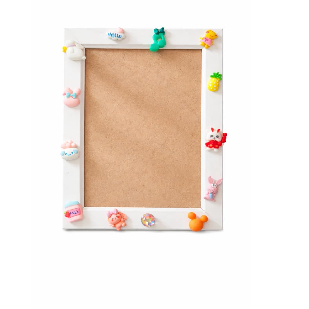 Cute Cartoon Decorative Photo Frame for Kids | Kawaii Resin Embellished Picture Frame | Tabletop Display Frame for Nursery, Birthday & Gift | 4x6 Inch (White)-image-18
