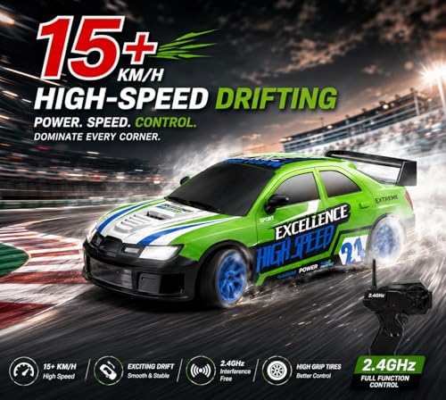 Image of Remote Control Sports Car & Off-Road SUV Toy for Kids, High Speed RC Racing with Wireless Remote, Realistic Lights & Premium Design Gift for Boys Girls (Excellence Drift CAR)