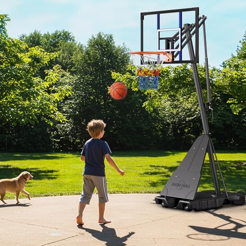 Image of Asbest Adjustable Basketball Hoop Outdoor 10FT with 44 /48 Inch Backboard, Portable Basketball Hoops & Goals Outdoor with Stepless Crank, for Youth Adults Kids