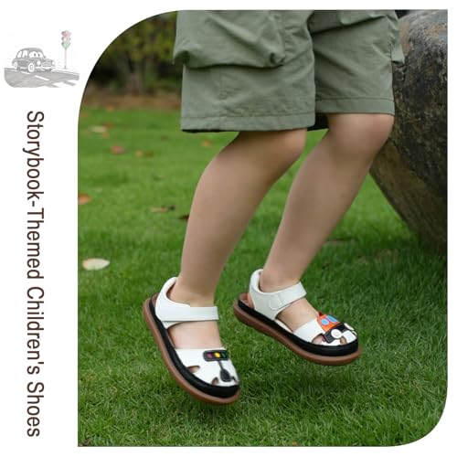 ‌Toddler Boys Closed Toe Sandals | Breathable Leather Kids Sandals with Cartoon Pattern4