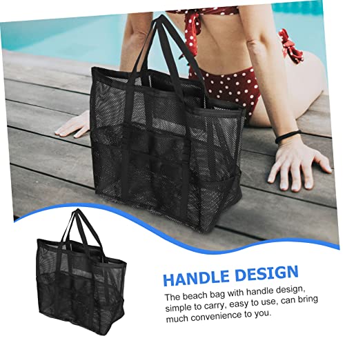 SAFIGLE Large Mesh Beach Bag with Zipper Pocket Portable Swim Tote for Women for Gym and Pool Spacious Sandproof Storage for Beach Essentials 5