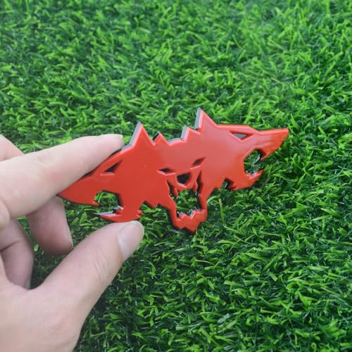 Image of 1x Wolf Emblems 3D Tailgate Side Badges Logo Fit for Tsla Cybertruck Car Truck Motorcycles (Black Red)