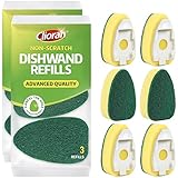 Dishwand Refills Sponges Heads, Dish Wand Scrubber Refill Non Scratch Replacement, Scrub Brush Soap