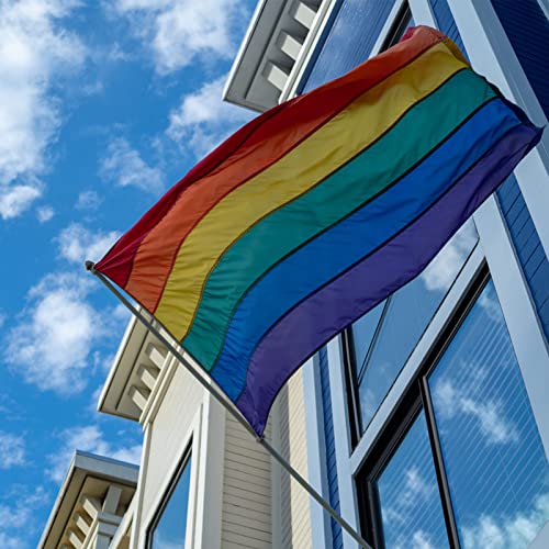 Lgbtq Rainbow Gay Pride Flag 3X5 Outdoor (Sewn Stripes ) - Uv Fading Resistant - Premium Quality Nylon - Canvas Header And 4 Stitched - Lgbt Pride Rainbow Flags Banners For Wall And Pole 6 Stripes(Pole Not Included) #TOP1
