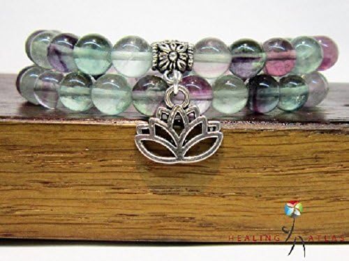 Fluorite Double Wrap Mala 45 Bead Agesta Healing Code Bracelet Fluorite Wrap Bracelet Fluorite Crown Chakra Meditation Yoga Mala Bracelet