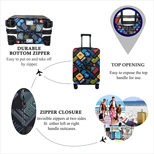 Image of Explore Land Luggage Cover Suitcase Protector, Bon Voyage, M (23-26 inch luggage)