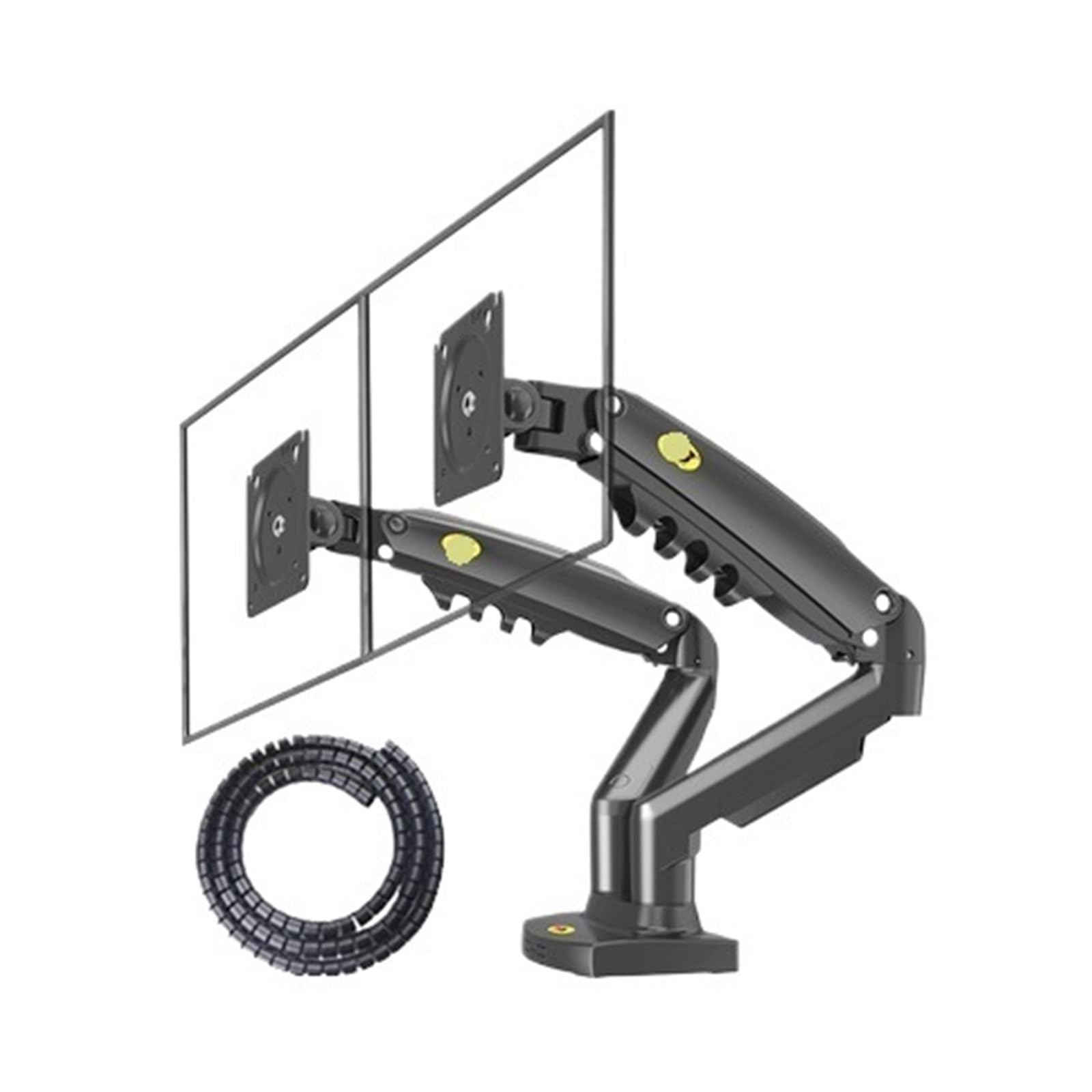 Support de moniteur double bras F160 à ressort à gaz pour écrans 10-27 pouces avec ports USB