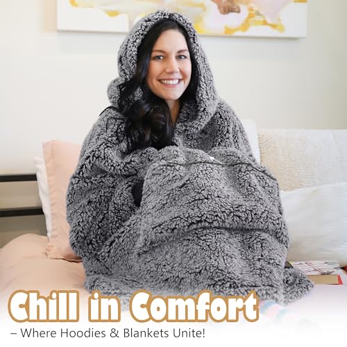 Image of Catalonia Oversized Hoodie Blanket Sweatshirt, Comfortable Sherpa Giant Pullover with Large Front Pocket for Adults Men Women Teenagers Wife Girlfriend