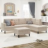 Mjkone Modern Upholstered Tufted L-Shape Sofa,Oversized Sectional Sleeper Sofa Couch with Movable Ot