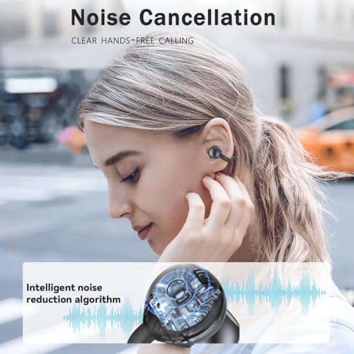 Image of EXECCZO Ear Clip Earbuds Mini Open Ear Headphones Wireless Bluetooth Earphones for Sport Workout Driving Walking Running Compatible with iPhone Android (Black and Grey)