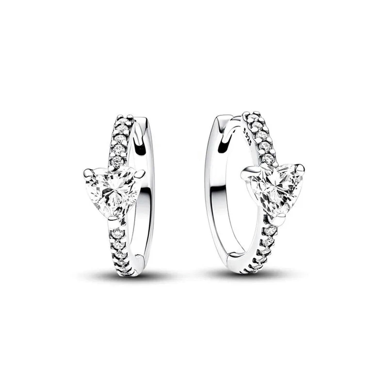 XJruixi Silver Earring Sparkling Hoop Earrings Row Hoop Earrings Pandora Earring Fine Women Jewelry