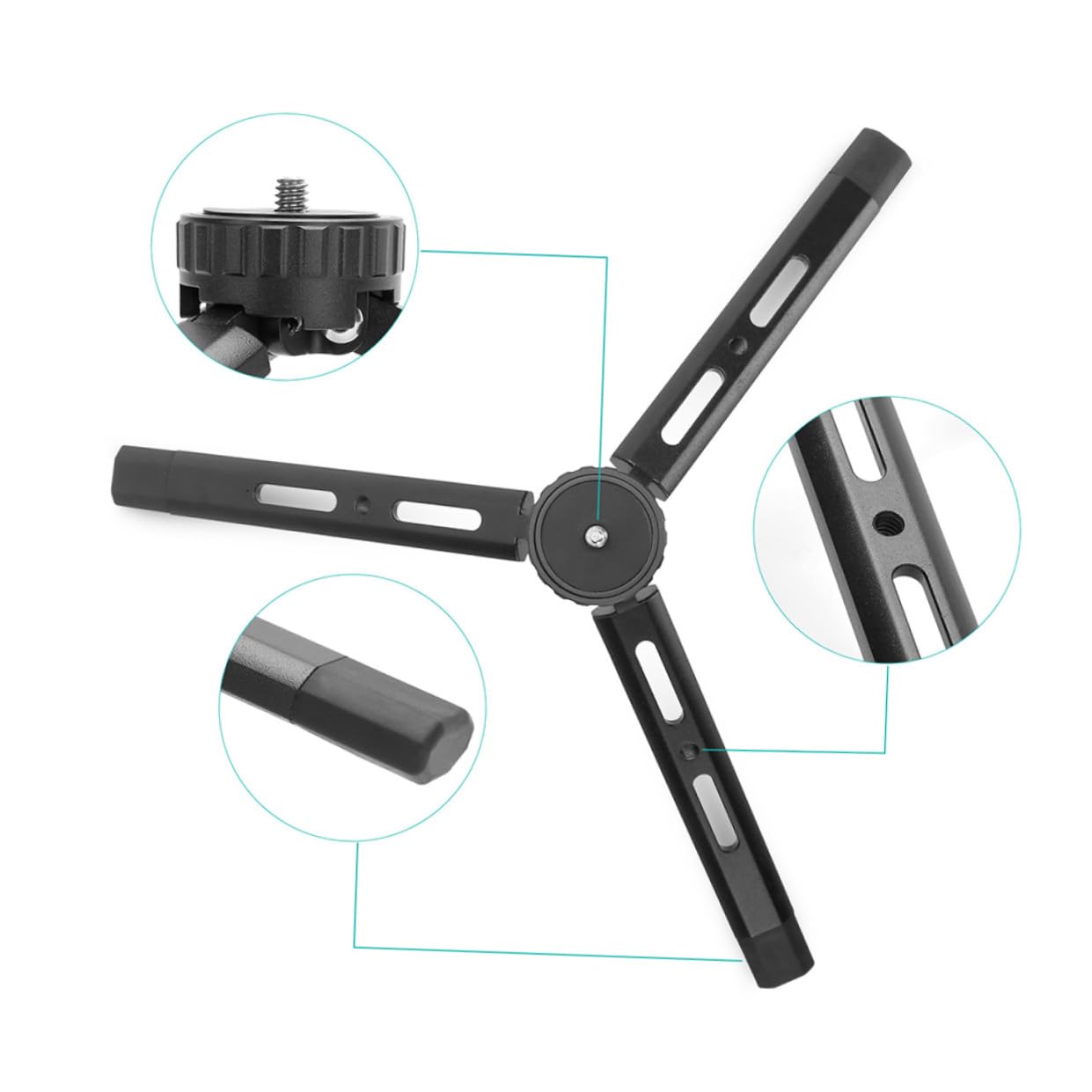 Trípode De Metal Plegable De Sobremesa para Cámara y Teléfono Trípode Ajustable Aleación De Aluminio con Montaje para Cámaras DSLR Sin Espejo