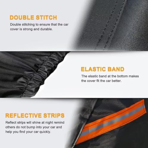 Image of Heavy Duty SUV Car Cover Custom Fit Subaru Outback (1994-2025), Car Covers for Automobiles Waterproof All Weather, Outdoor Full Exterior Covers with Zipper and Cotton Lining. Black