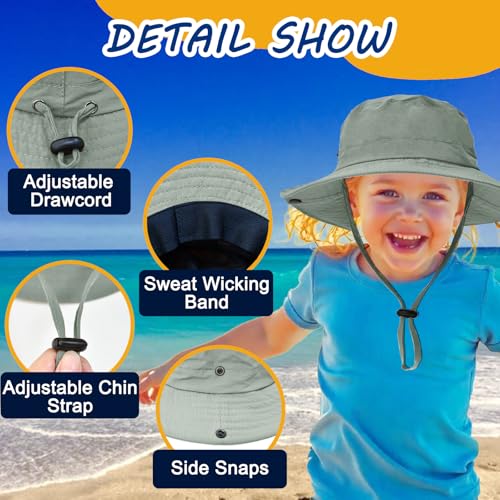 Image of Outdoor Kids Sun Hat UPF 50+ Quick Dry Foldable Bucket Hat Lightweight Adjustable Fishing Safari Hat for Girls and Boys