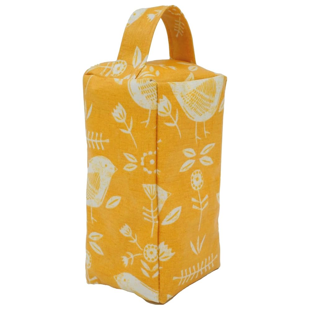 Fabric Door Stop, Tall Decorative Oilcloth Door Stopper for Outdoor, Indoor, Patio, Kitchen, Bedroom Use - 20cm/8in Tall Fabric Door Stop - Filled (Narvik Ochre Yellow) โ image 1
