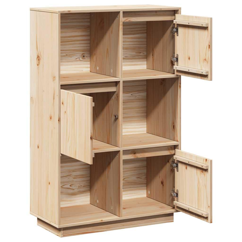 Tablero de madera maciza de pino 74 x 35 x 117 cm, madera sin tratar, espacio de almacenamiento versátil para salón, montaje de puerta personalizable, diseño robusto