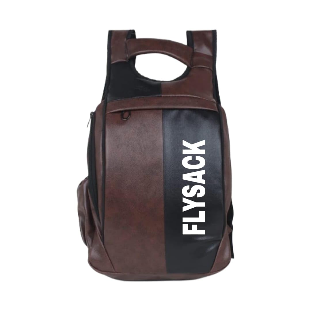 Two-Tone Backpack, Brown and Black Leather, Casual Daypack with Large Storage Compartment-image-40