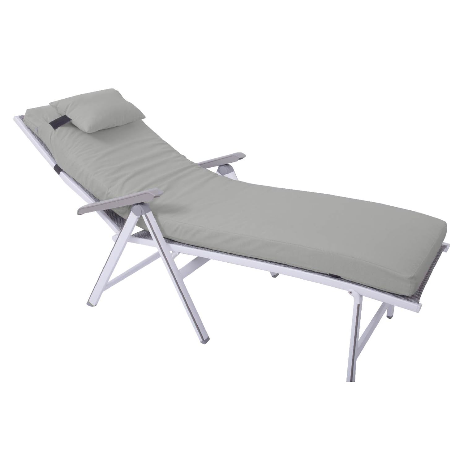 GREATOYAR Cojín Tumbona, Colchoneta Tumbona Acolchada, Cojín Acolchado de Esponja, con Almohada, con Goma y Correas de Sujeción, para Exteriores Terraza Jardín Viaje Playa, Gris Claro, 180x54x8cm