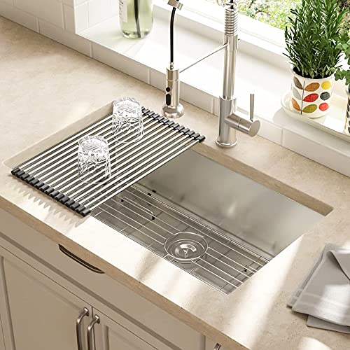 WHALEKING 32-inch Undermount Kitchen Sink - 16 Gauge Stainless Steel, Single Bowl, 10" Deep, Gold Finish