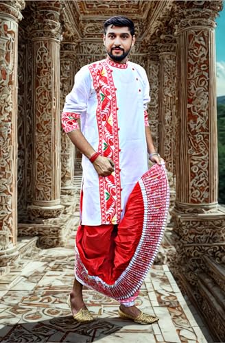 Image of Pure Cotton Full Sleeves Kurta with dupion silk Dhoti pant set (701)