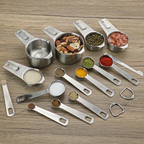 Set 17 piezas tazas y cucharas medidoras acero inoxidable miniatura 6