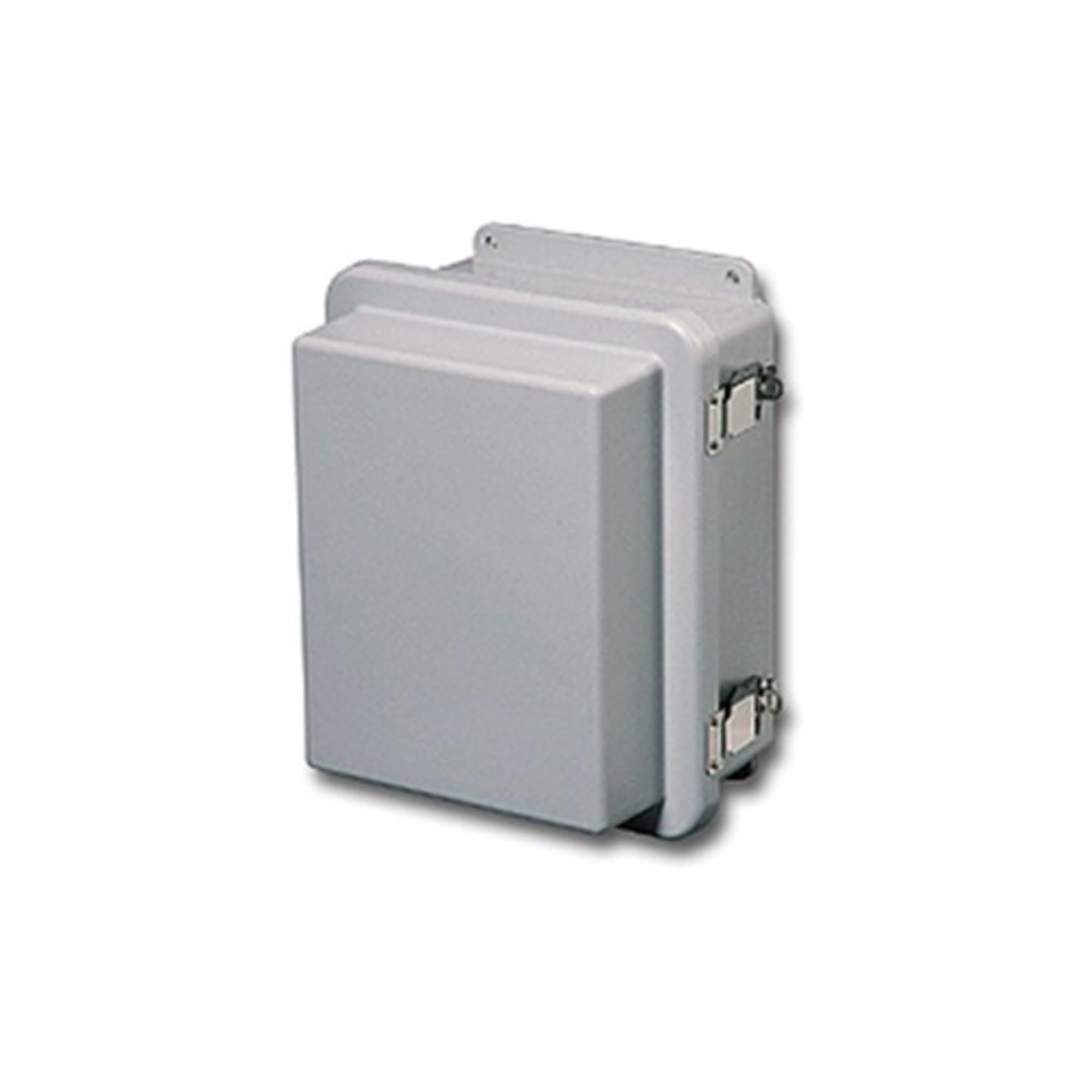 STAHLIN RJ1412HPL (2) Quick-Release LATCHES, 14 X 12 X 7IN (HXWXD), Fiberglass Reinforced Polyester, Gray, NEMA 1/3R/4X/6P/12, Padlock HASP and Staple., Raised Single-Door, Wall Mount