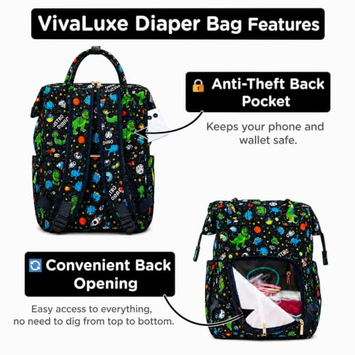 Image of Motherly Patented Diaper Bag Backpack for Moms | Waterproof Baby Travel & Maternity Bag |Spacious Nappy Bag with Multiple Compartments, Insulated Bottle Pockets & Warranty (VivaLuxe Series,Space Blue)