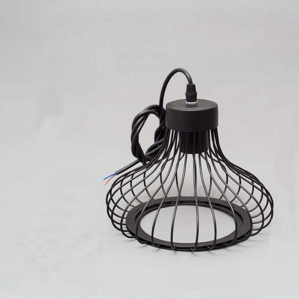 iDEGU 3 Lampen Kroonluchter Hanglamp Industriële Plafondlamp Metalen Lampenkap in Kooivorm Vintage Plafonlamp voor Keuken Eetkamer Woonkamer Slaapkamer Hal Restaurant - 23 cm, Zwart