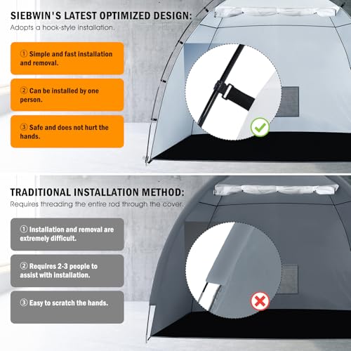 Image of Portable Paint Booth Tent, Siebwin Large 8(L) x6(W) x6(H) ft Spray Paint Tent with Built-in Floor & Mesh Screen & Windproof Hooks for Furniture DIY Hobby Tool Spray Paint Shelter, Gray